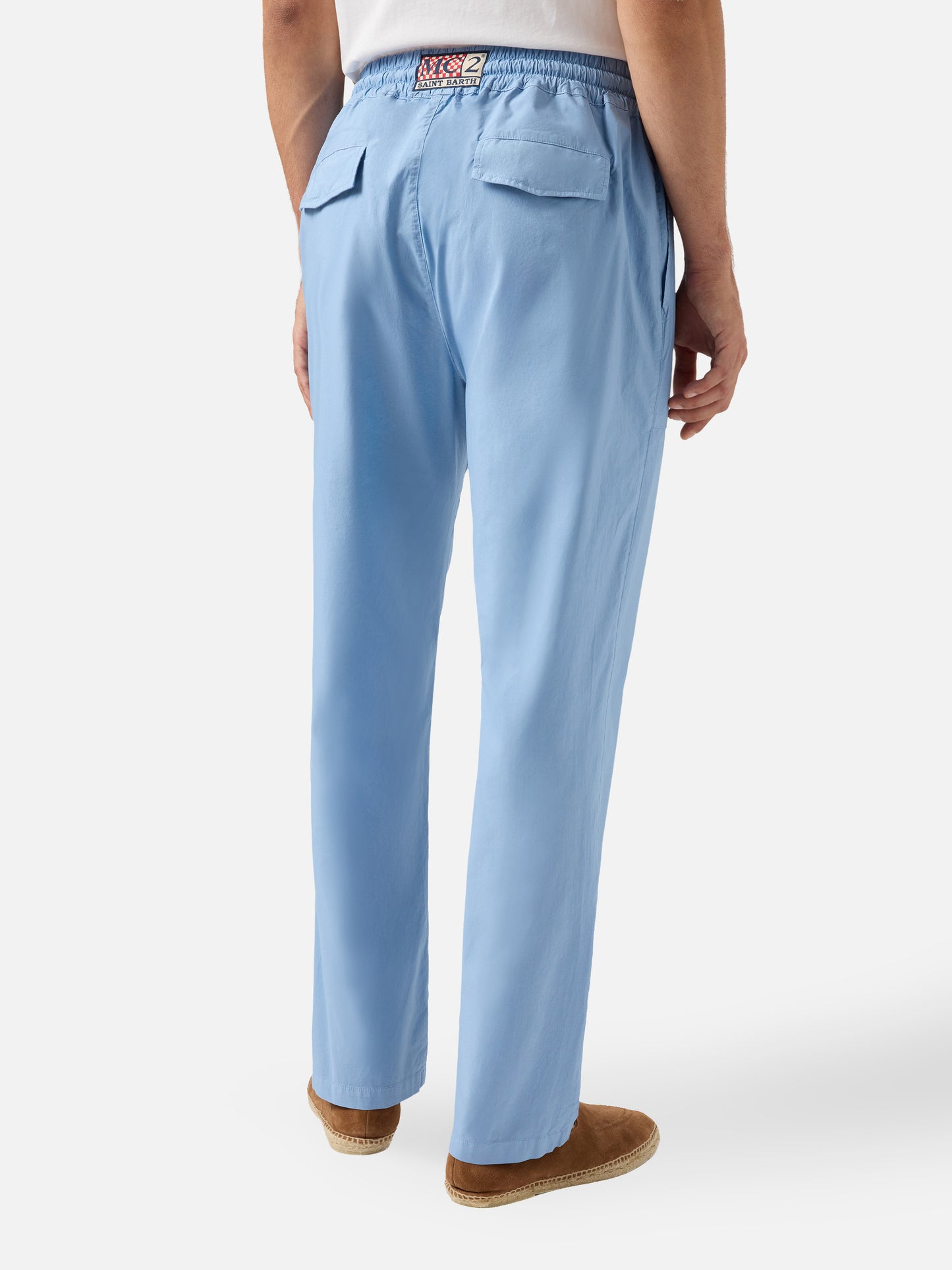 Calais dusty blue cotton pants with drawstring