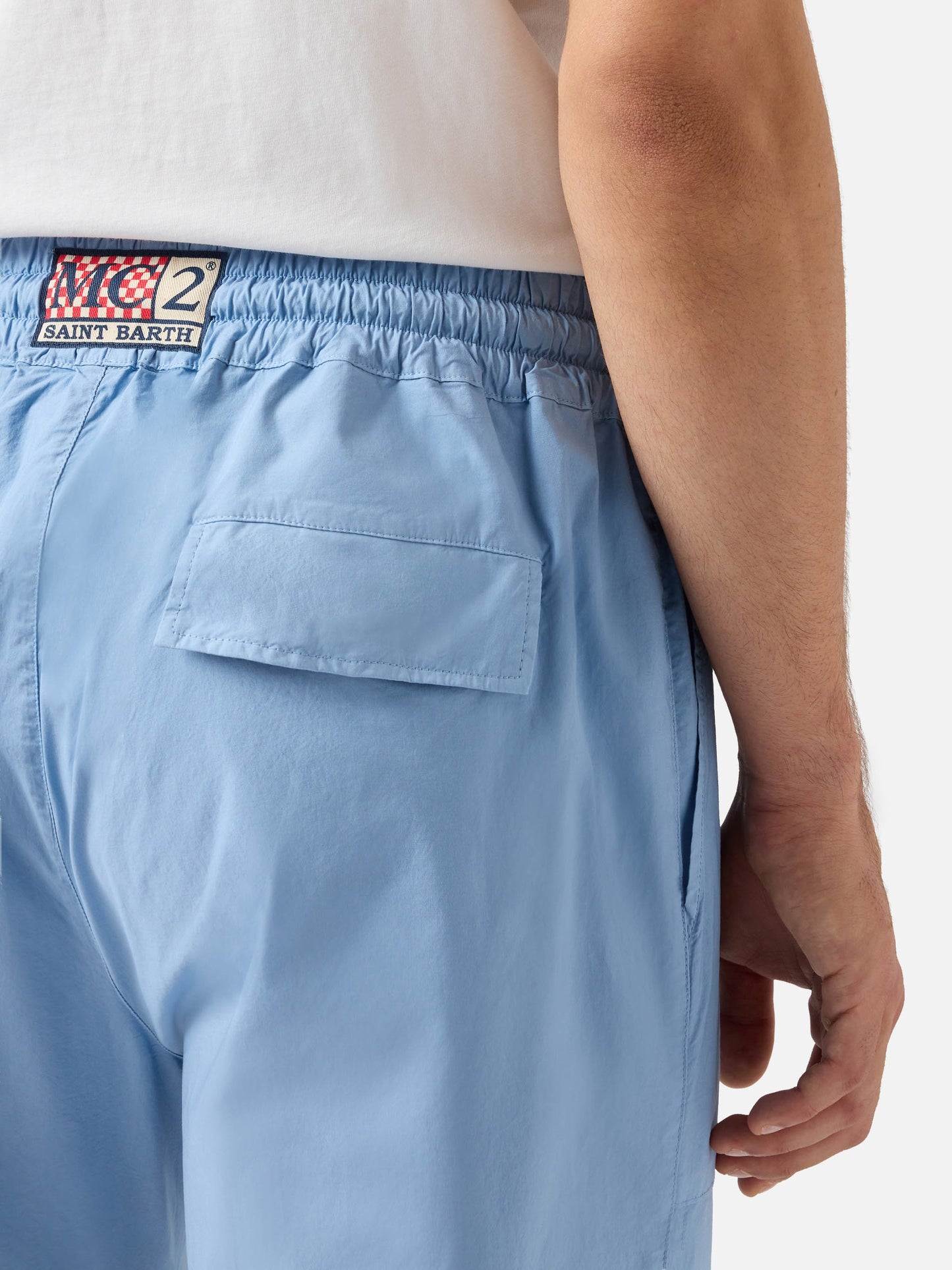 Calais dusty blue cotton pants with drawstring