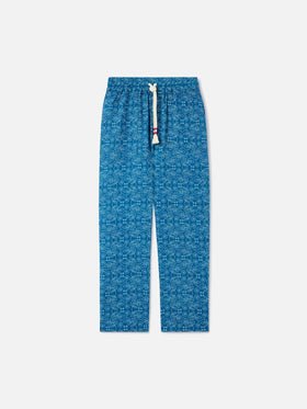 Pantalones de lino sashiko azul Calais 