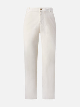 Calais white cotton pants with drawstring