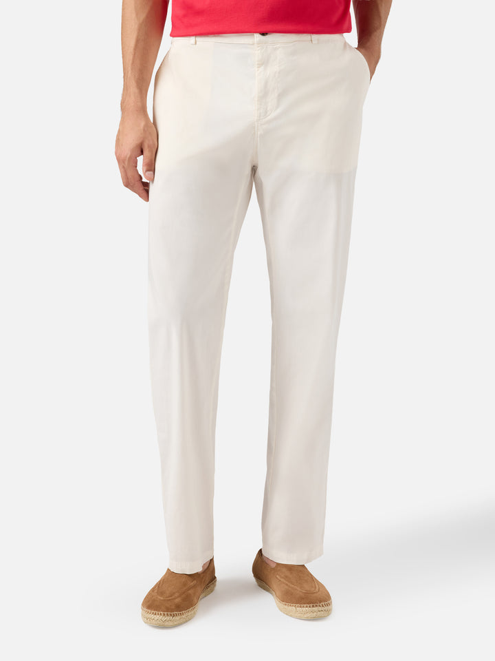 Pantaloni Calais in cotone bianco con coulisse