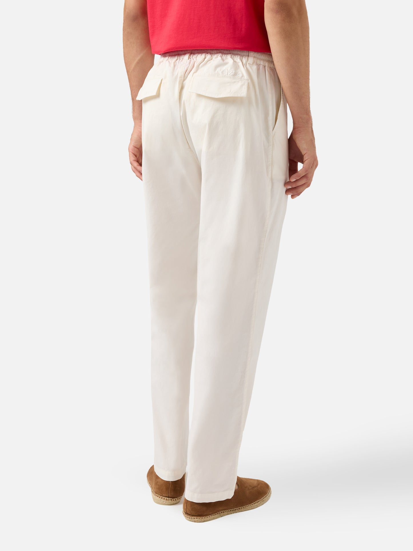 Calais white cotton pants with drawstring