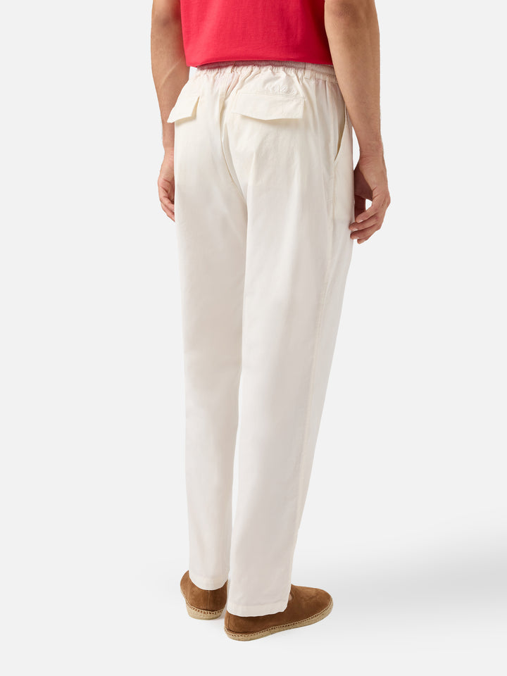 Pantaloni Calais in cotone bianco con coulisse
