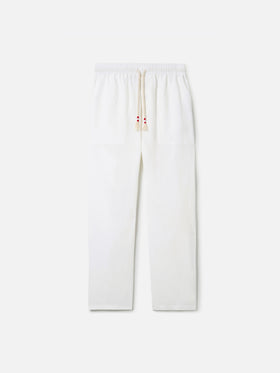 White linen pants Calais with drawstring
