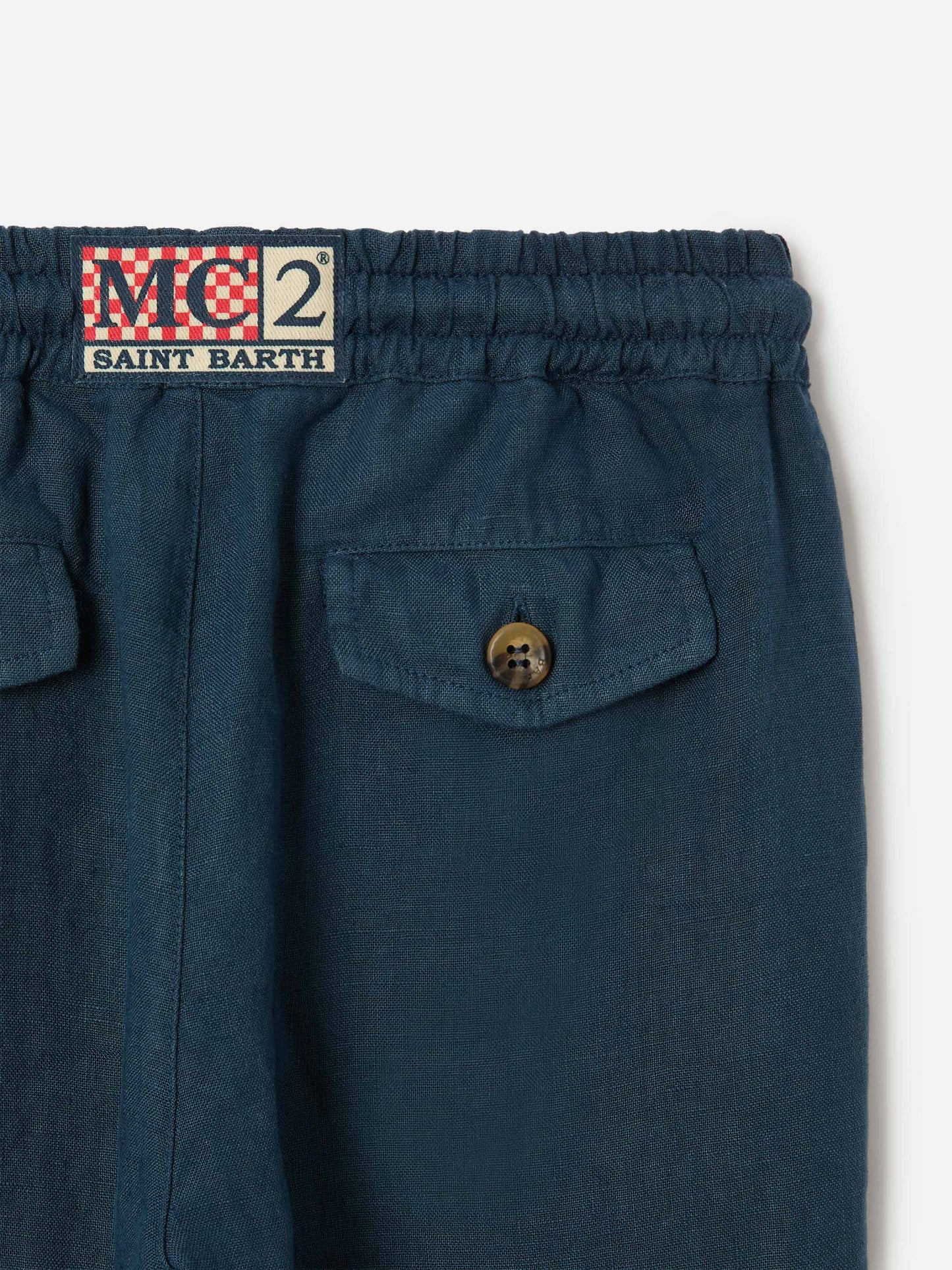 Pantaloni Calais Jr in lino blu navy
