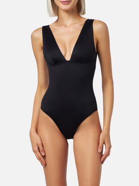 Calliope black heat-sealed one-piece swimsuit
