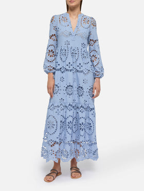 Sylvia avio blue Sangallo lace dress - MC2 Saint Barth