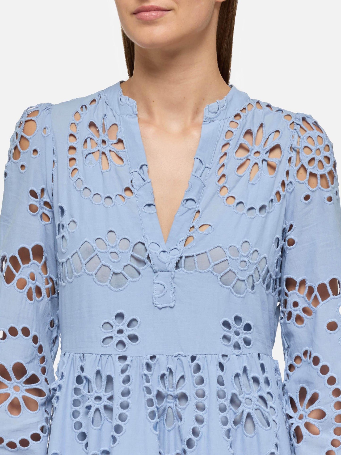 Sylvia avio blue Sangallo lace dress - MC2 Saint Barth