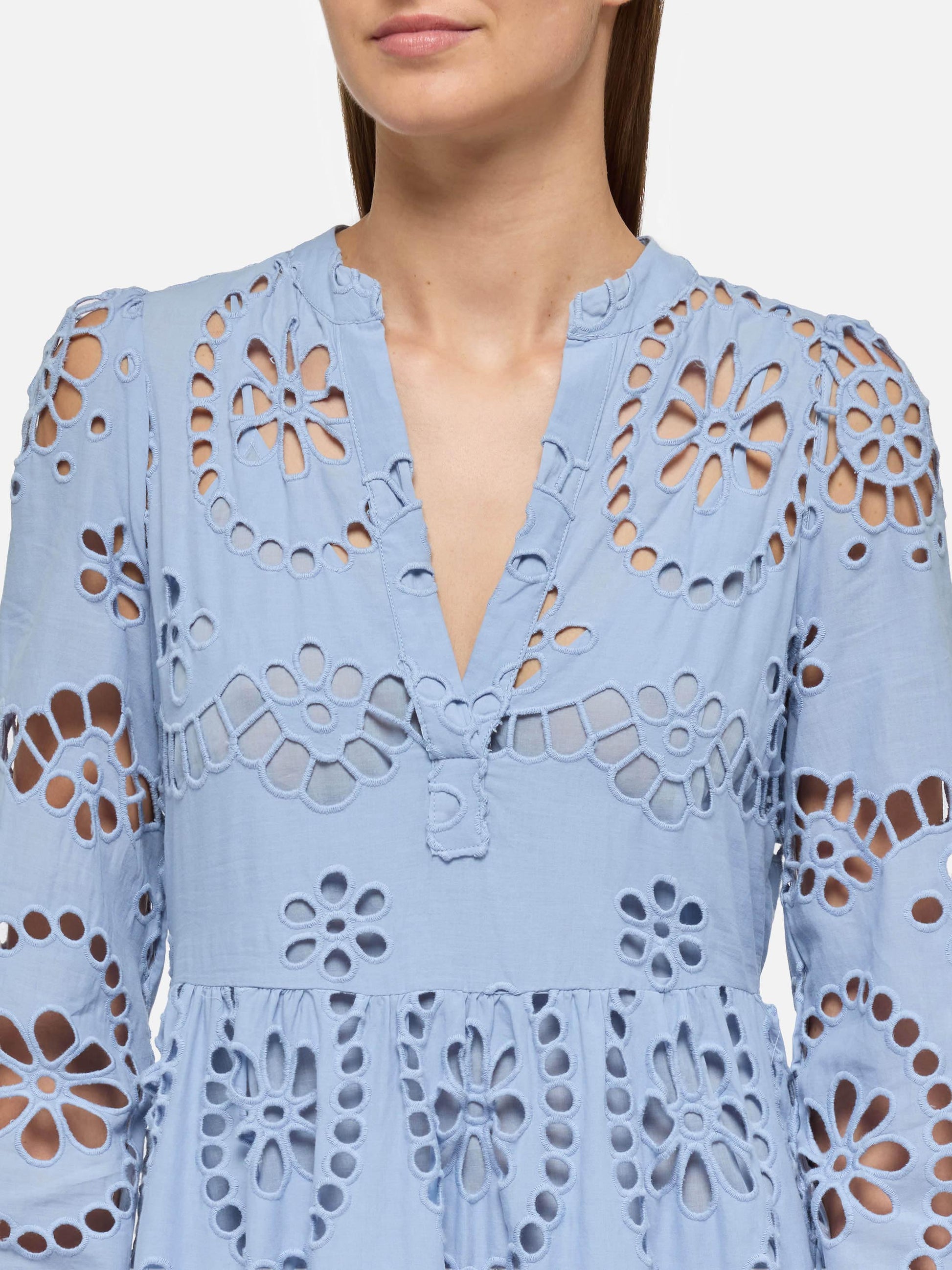 Sylvia avio blue Sangallo lace dress - MC2 Saint Barth