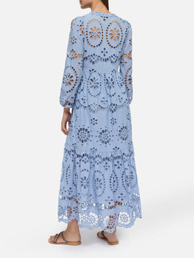 Sylvia avio blue Sangallo lace dress - MC2 Saint Barth