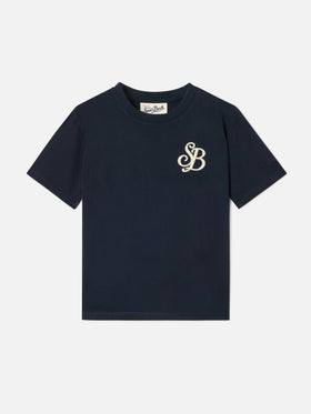 T-shirt en coton biologique marine blue Cameron avec monogramme SB Legacy 