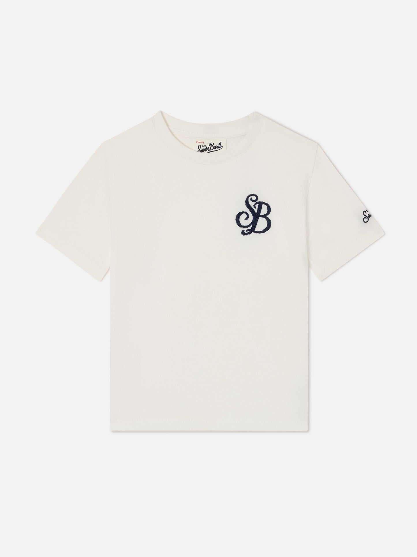 T-shirt Cameron bianca con ricamo monogramma SB