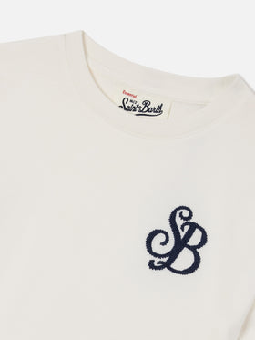 T-shirt Cameron bianca con ricamo monogramma SB