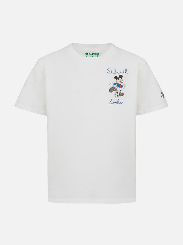 Schweres Baumwoll-T-Shirt für Jungen mit Cameron Mickey-Aufdruck und St. Barth Bomber-Stickerei | DISNEY SPECIAL EDITION