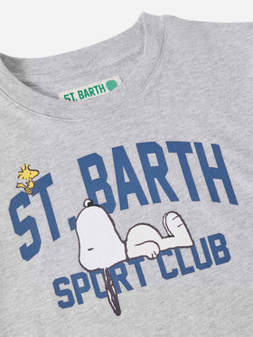Graues Cameron-Baumwoll-T-Shirt mit Snoopy-St.-Barth-Sportclub-Aufdruck | PEANUTS-SONDEREDITION