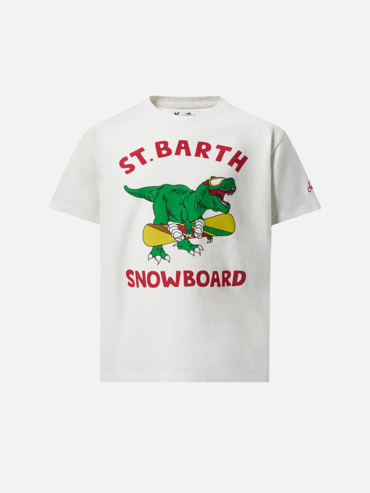 T-shirt in cotone pesante Cameron con stampa dinosauro skater