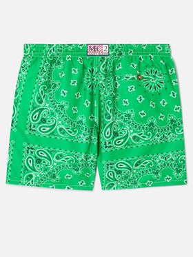 Short de bain Caprese à bandana vert 
