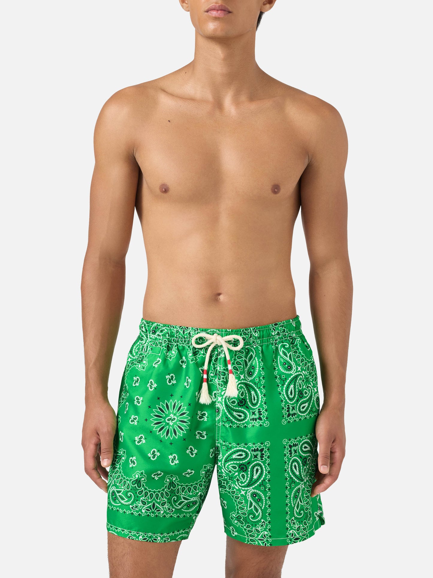 Green bandana Caprese swim shorts