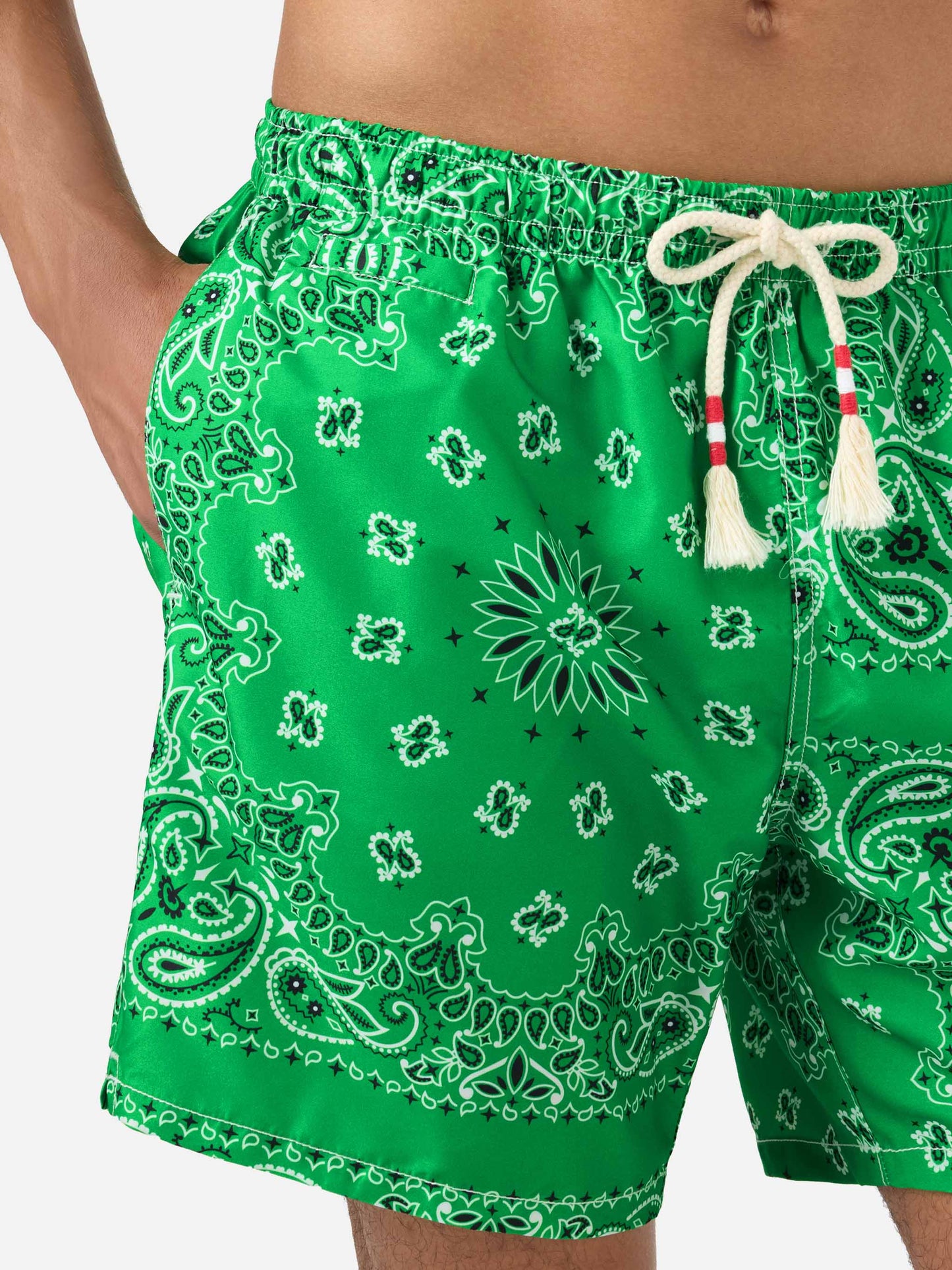 Green bandana Caprese swim shorts