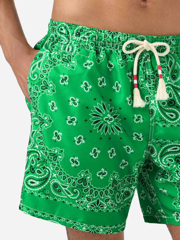 Green bandana Caprese swim shorts