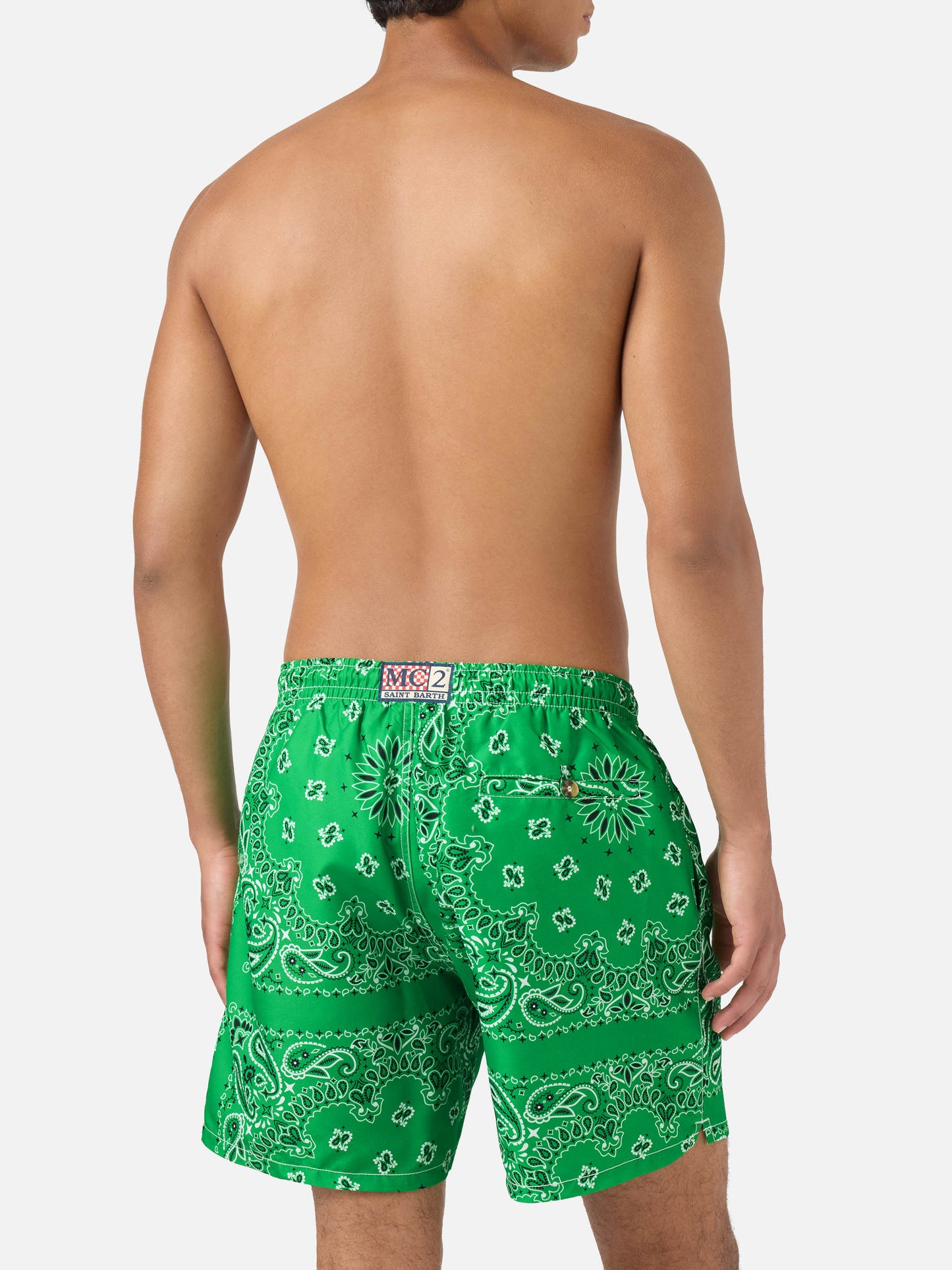 Green bandana Caprese swim shorts