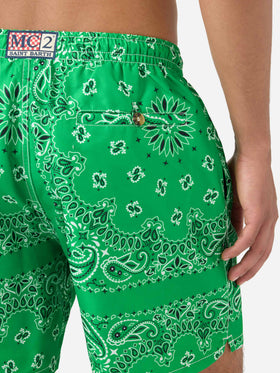Green bandana Caprese swim shorts