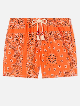 Costume mare Caprese stampa bandana arancione