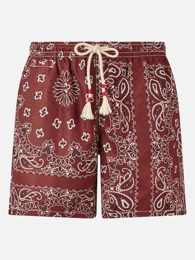 Mc2 Saint Barth Costume da bagno da uomo con stampa bandana bordeaux