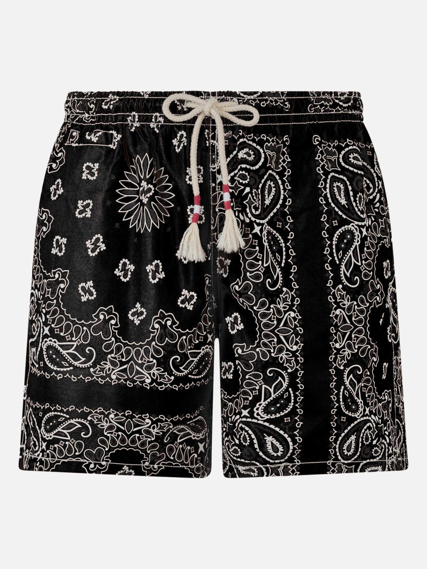 Mid-length swim-shorts Caprese with black bandanna print - MC2 Saint Barth