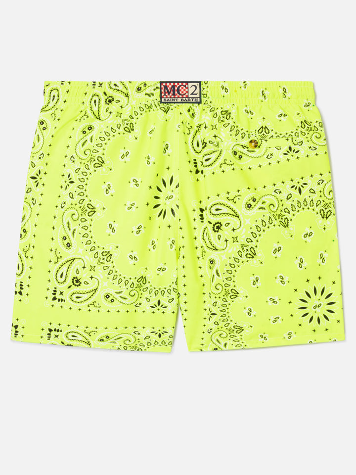 Costume mare Caprese stampa bandana giallo fluo