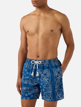 Costume mare Caprese con stampa bandana blu navy