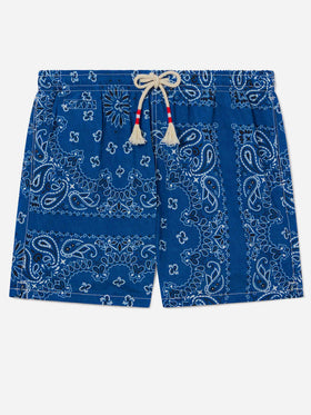 Short de bain Caprese avec imprimé bandana bleu marine 