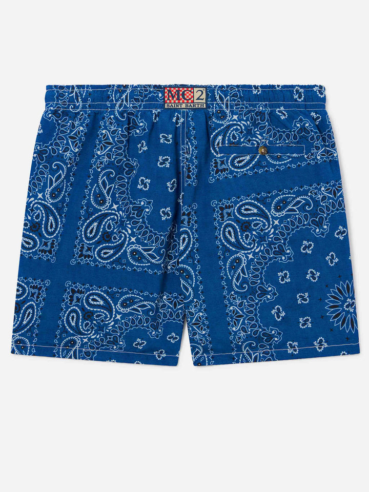 Caprese swim shorts with navy blue bandana print