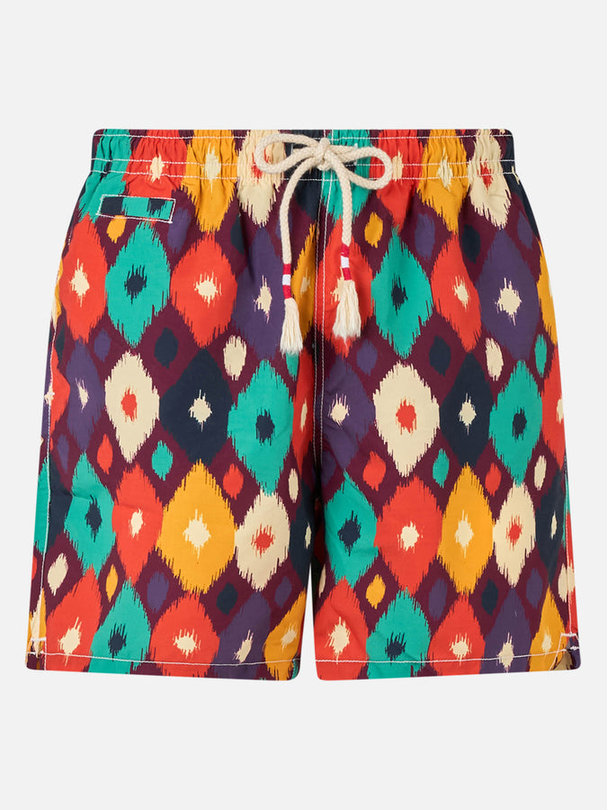 Mc2 Saint Barth Man mid-length multicolor ikat swim-shorts Caprese