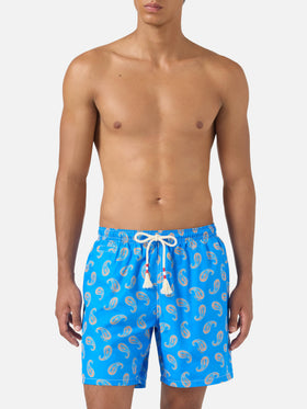 Caprese-Badeshorts in Bluette mit Paisley-Muster 