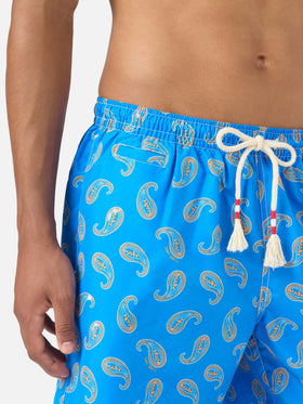 Caprese-Badeshorts in Bluette mit Paisley-Muster 