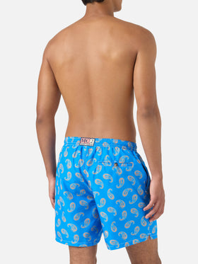 Caprese-Badeshorts in Bluette mit Paisley-Muster 