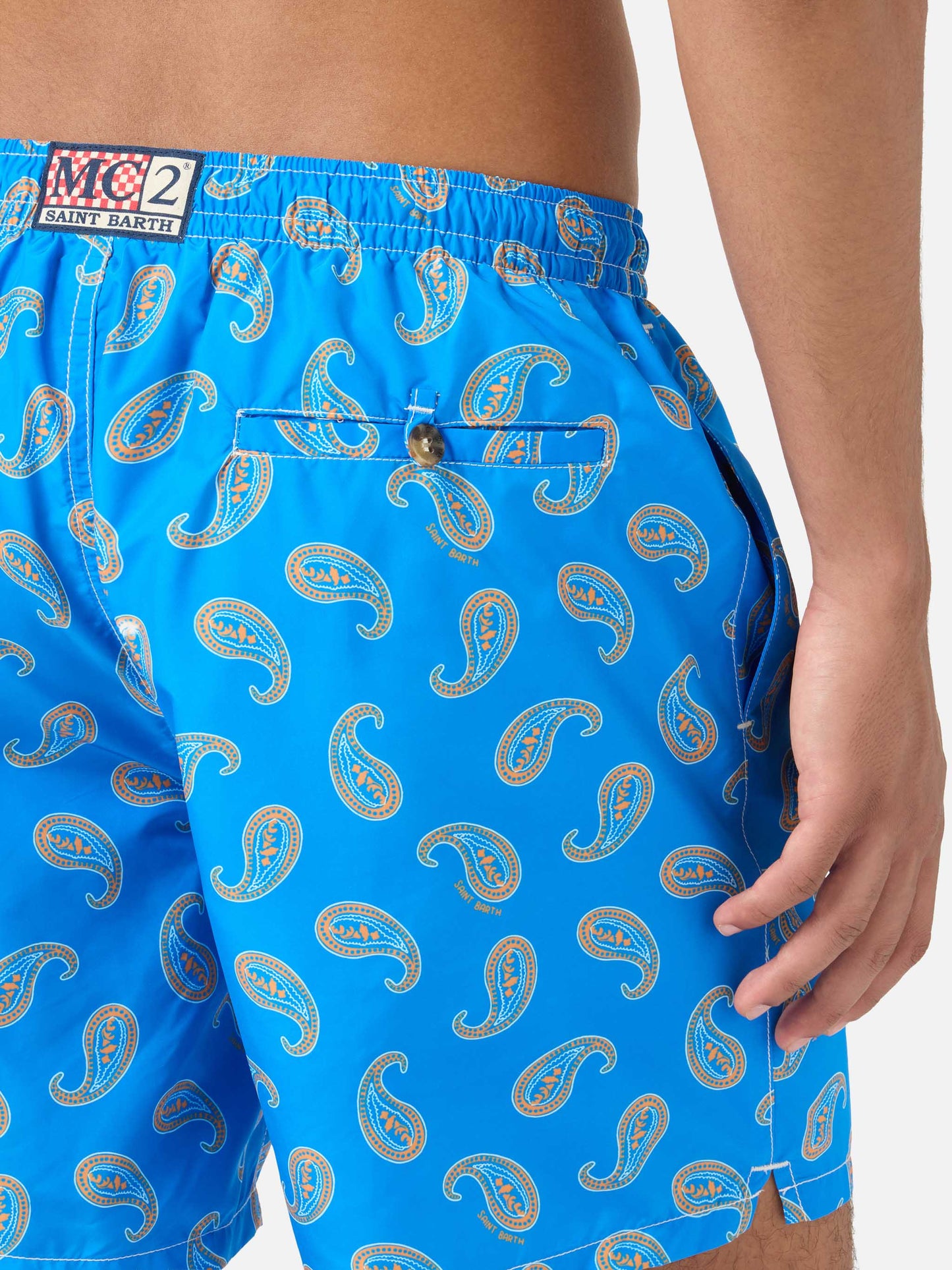 Caprese-Badeshorts in Bluette mit Paisley-Muster 