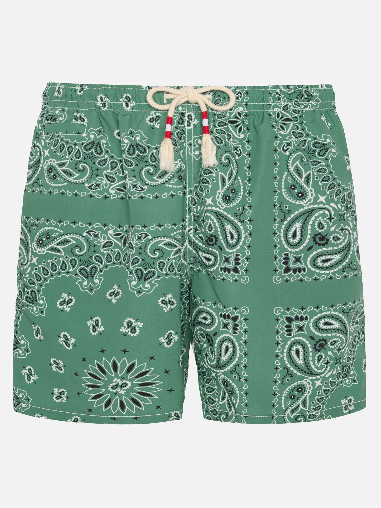 Mittellange Badeshorts Caprese mit militärgrünem Bandanna-Print