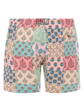 Mid-length swim-shorts Caprese with flower patch print - MC2 Saint Barth