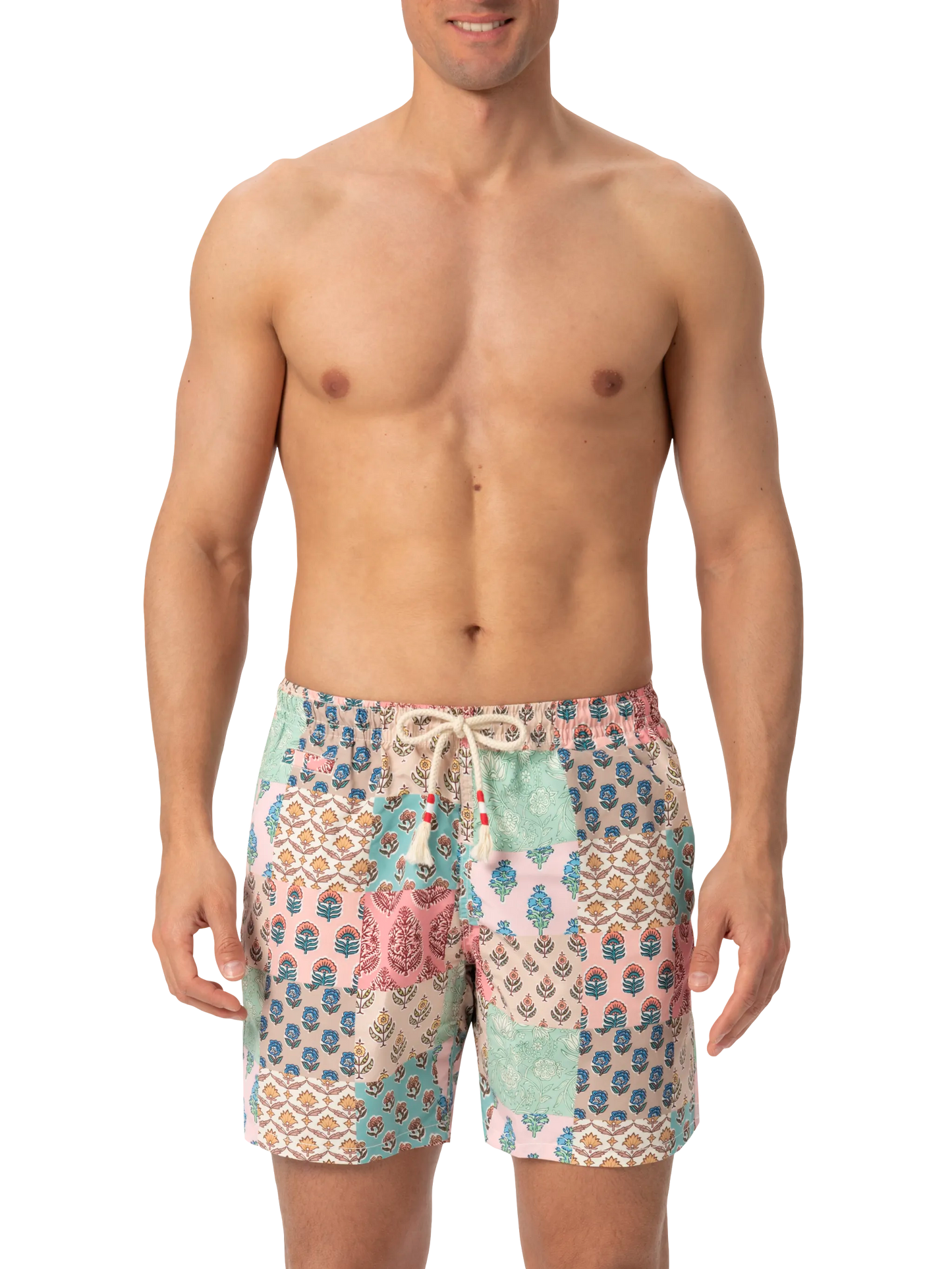 Mid-length swim-shorts Caprese with flower patch print - MC2 Saint Barth