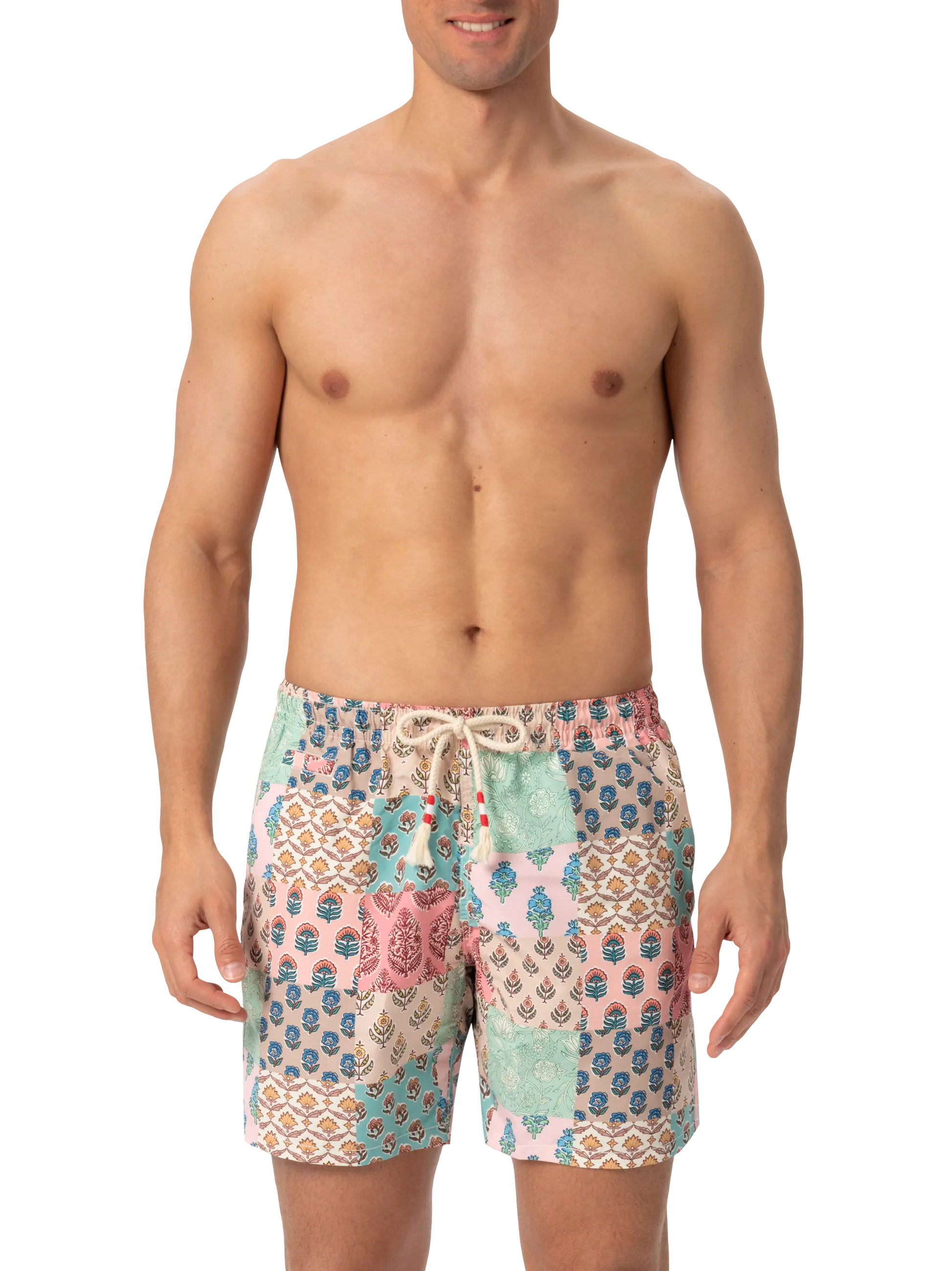 Mid-length swim-shorts Caprese with flower patch print - MC2 Saint Barth