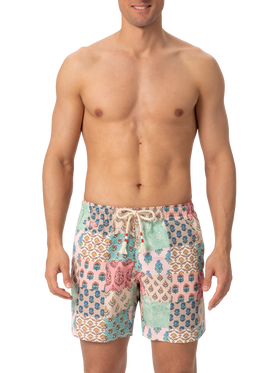 Mid-length swim-shorts Caprese with flower patch print - MC2 Saint Barth