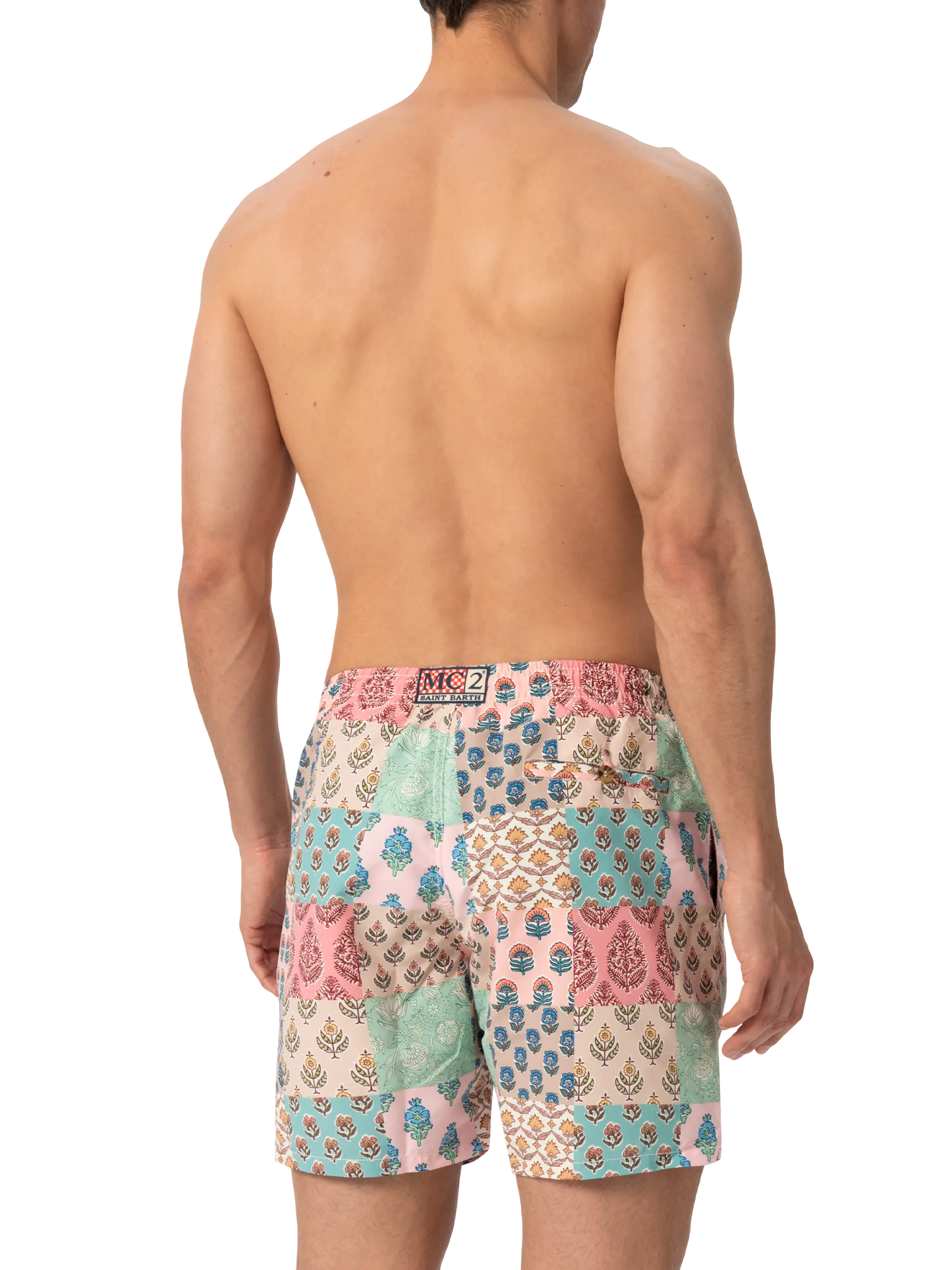 Mid-length swim-shorts Caprese with flower patch print - MC2 Saint Barth