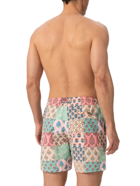 Mid-length swim-shorts Caprese with flower patch print - MC2 Saint Barth