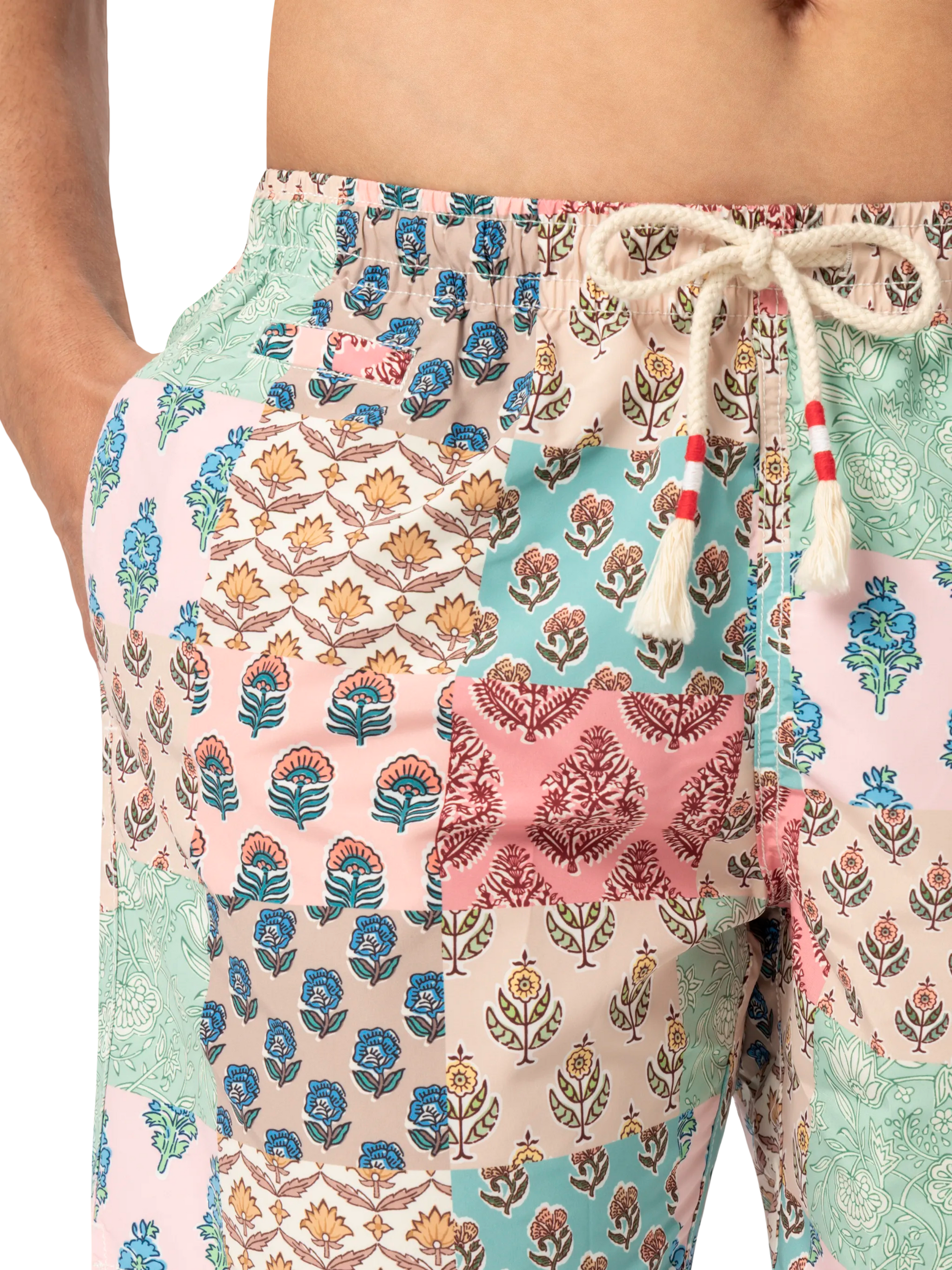 Mid-length swim-shorts Caprese with flower patch print - MC2 Saint Barth