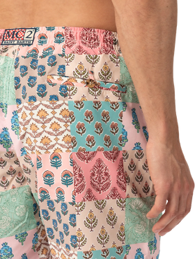 Mid-length swim-shorts Caprese with flower patch print - MC2 Saint Barth