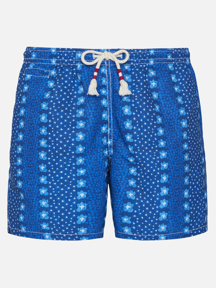 Mid-length swim-shorts Caprese with flower print - MC2 Saint Barth