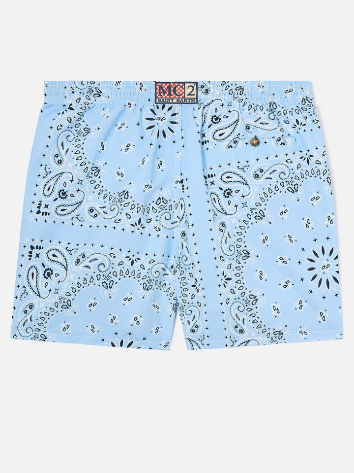 Caprese swim shorts with light blue bandana print