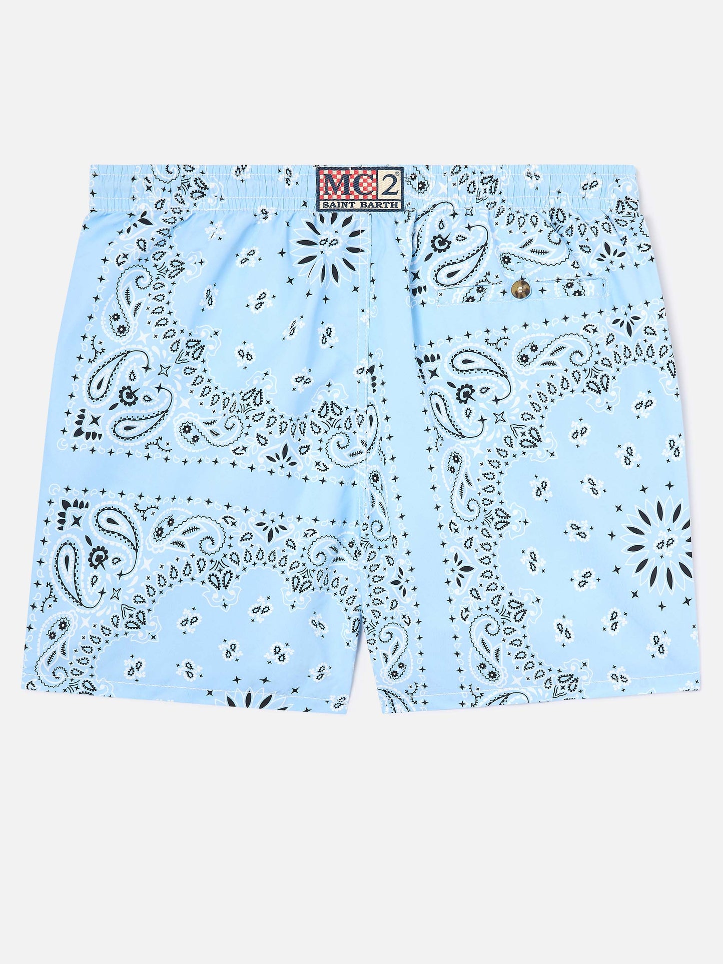 Bañador tipo shorts Caprese con estampado bandana azul claro 